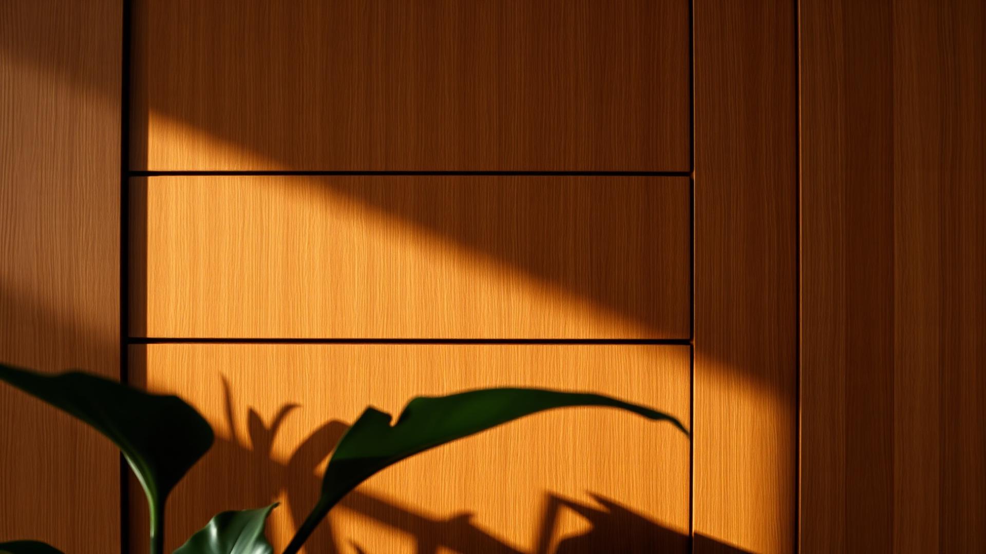 Warm oak sideboard in low evening light